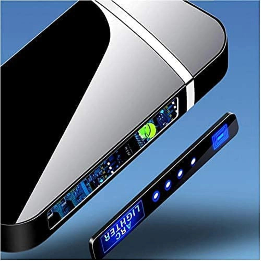 Generic Arc Cigarette Lighter For Men Plasma Flameless Windproof Lighter With Battery Display Usb Rechargeable Lighter (Black)