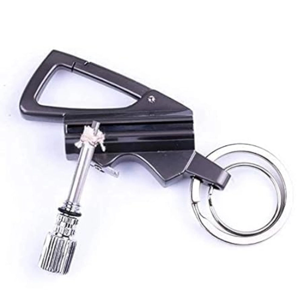 Generic 3 In 1 Keychain Lighter Waterproof Cigarette Flint Lighter Keyring Bottle Opener Fire Starter Match Sticks (Silver)