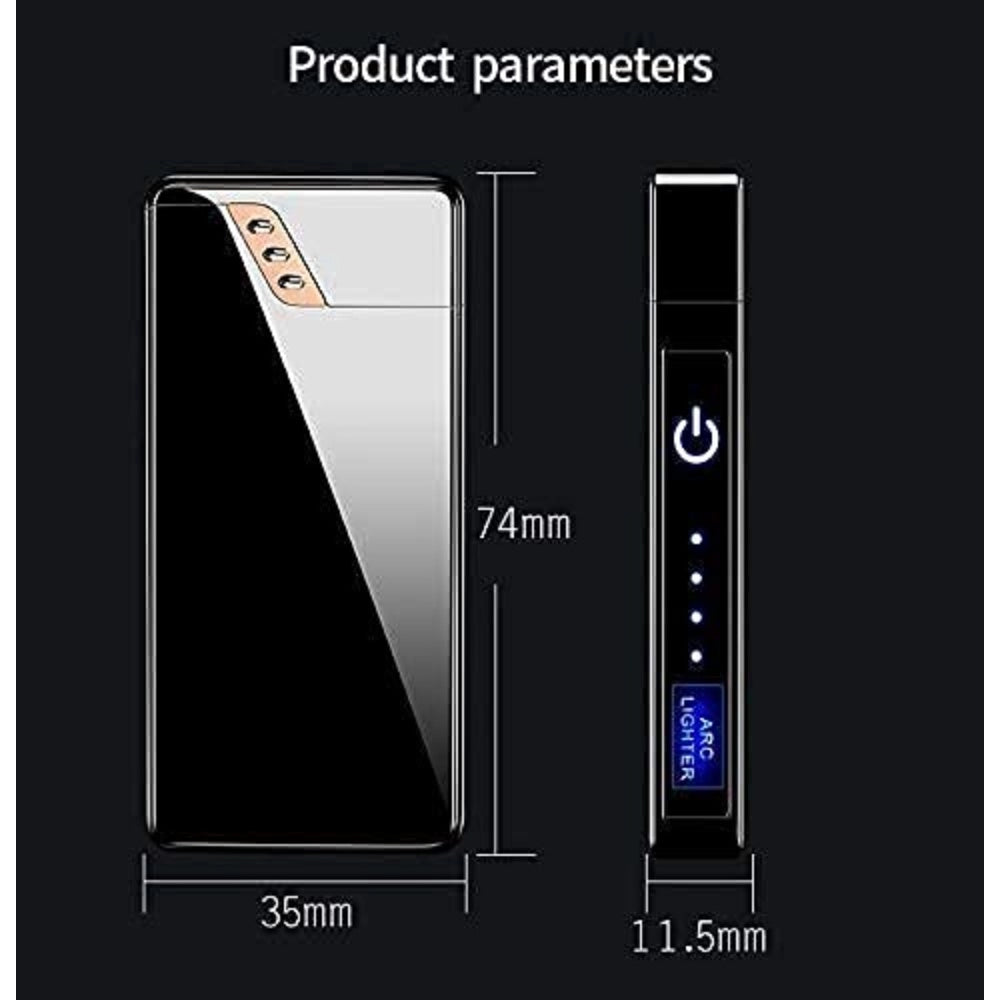 Generic Arc Cigarette Lighter For Men Plasma Flameless Windproof Lighter With Battery Display Usb Rechargeable Lighter (Black)