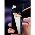 Generic Arc Cigarette Lighter For Men Plasma Flameless Windproof Lighter With Battery Display Usb Rechargeable Lighter (Black)