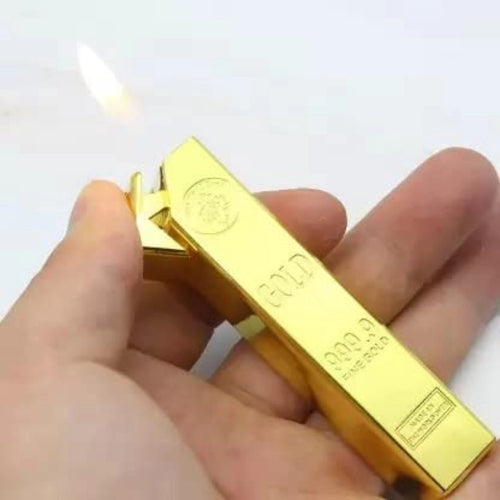 24 Karat Gold Bar Long Refillable Lighter (Gold)