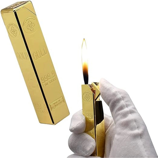 24 Karat Gold Bar Long Refillable Lighter (Gold)