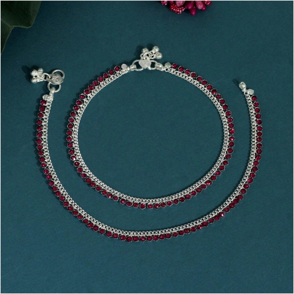 Generic Women's Rani Color Rhinestone Anklets (Free Size: Upto 10")