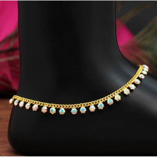 Women's Rainblow Color Rhinestone Anklets (Free Size: Upto 10")