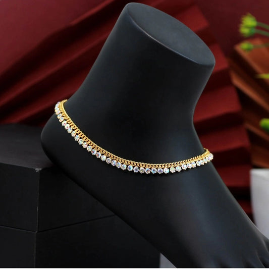 Women's Rainblow Color Rhinestone Anklets (Free Size: Upto 10")