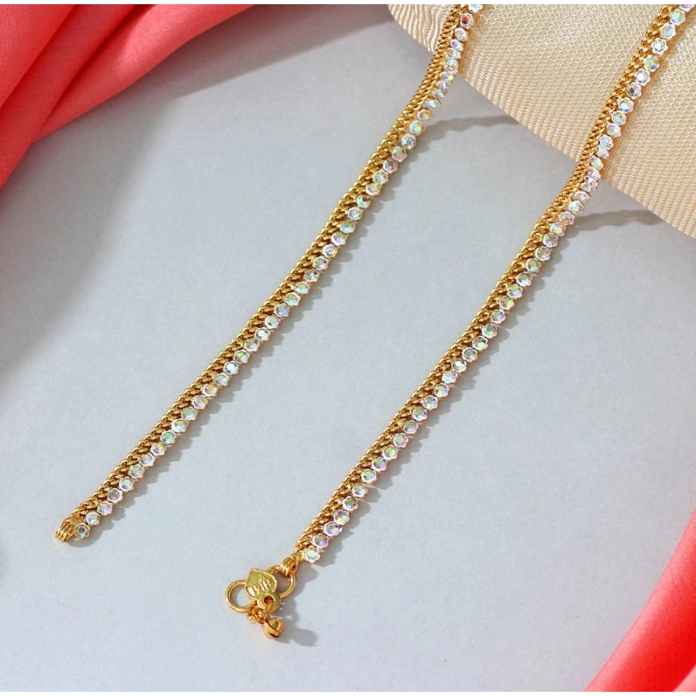 Generic Women's Rainblow Color Rhinestone Anklets (Free Size: Upto 10")