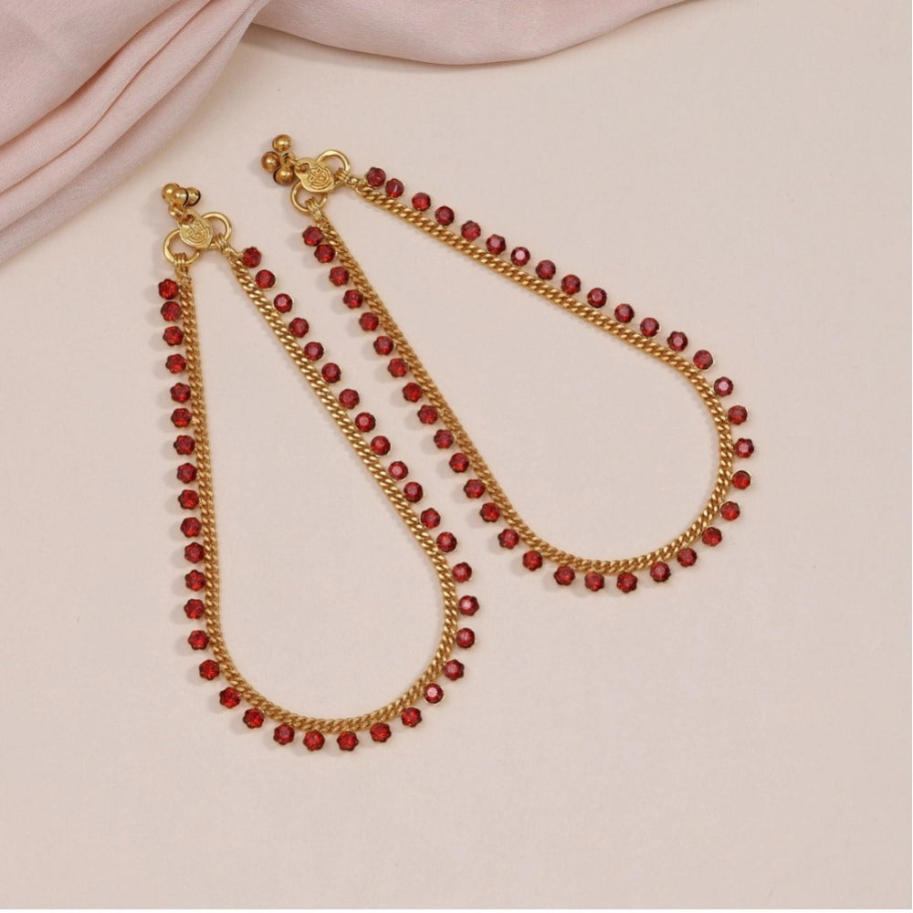 Women's Red Color Anklets (Free Size: Upto 10")