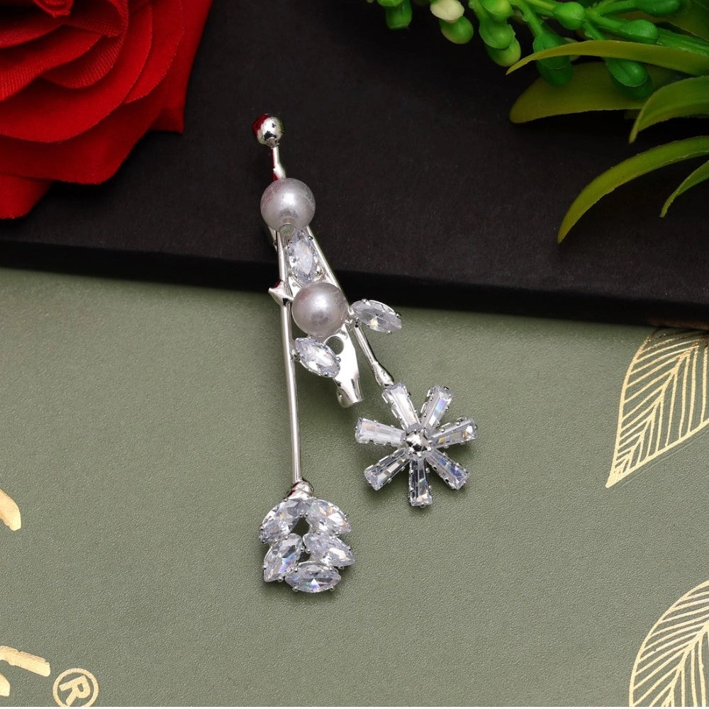 Women's Silver Color Brooch Use Burkha Pin &amp; Dupatta / Saree Pin