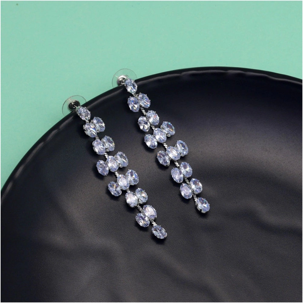 Women's Silver Color Antique Stone Earrings