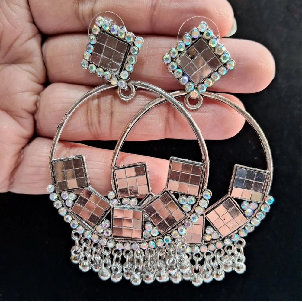 Generic Women's Silver Color Oxidised Earrings