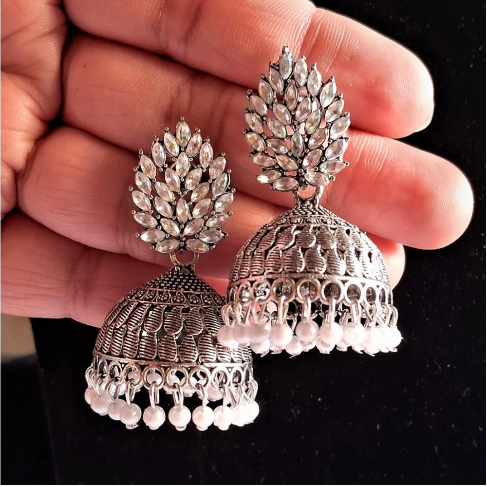 Women's Silver Color Oxidised Earrings
