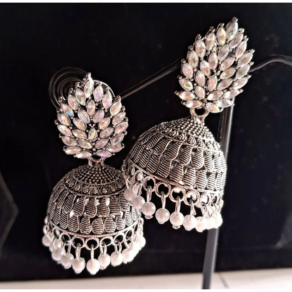 Generic Women's Silver Color Oxidised Earrings