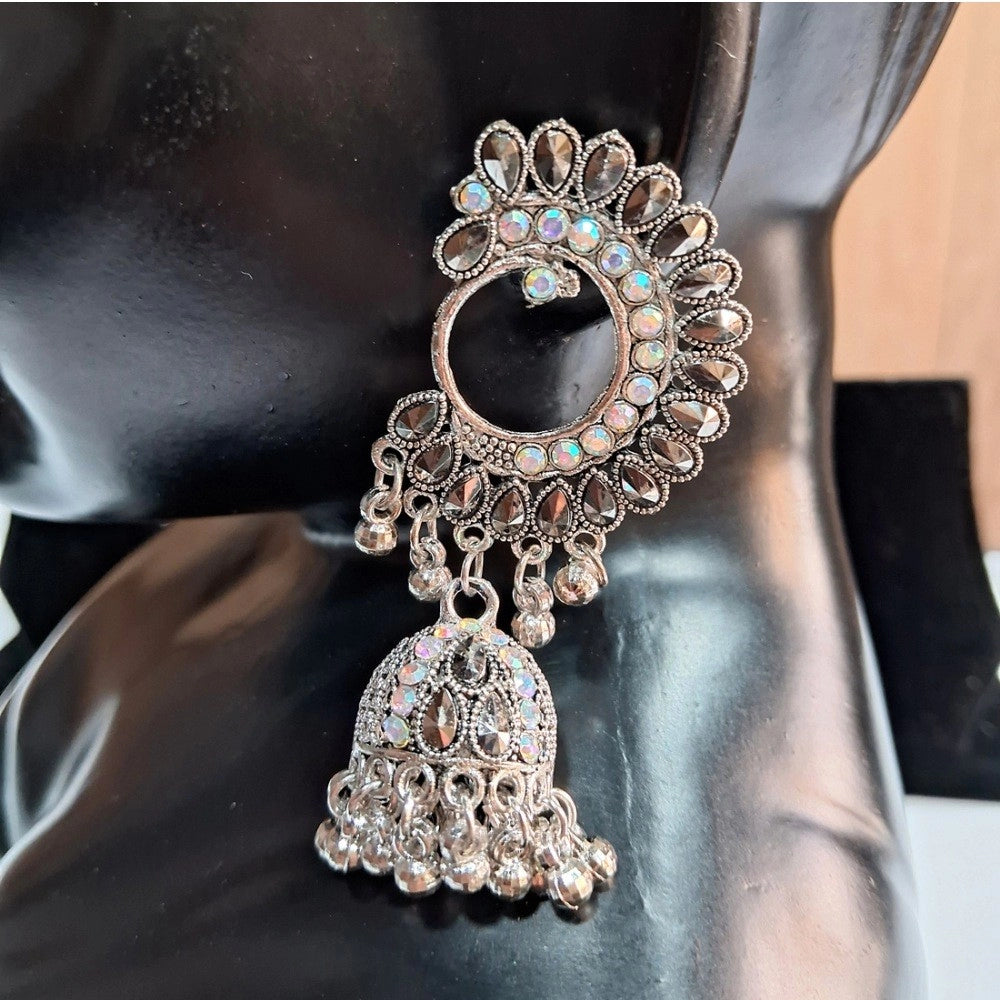 Women's Silver Color Oxidised Earrings