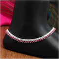 Generic Women's Rani Color Rhinestone Anklets (Free Size: Upto 10")