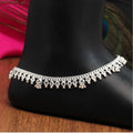 Generic Women's Silver Color Rhinestone Anklets (Free Size: Upto 10")