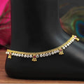 Generic Women's Rani &amp; White Color Rhinestone Anklets (Free Size: Upto 10")