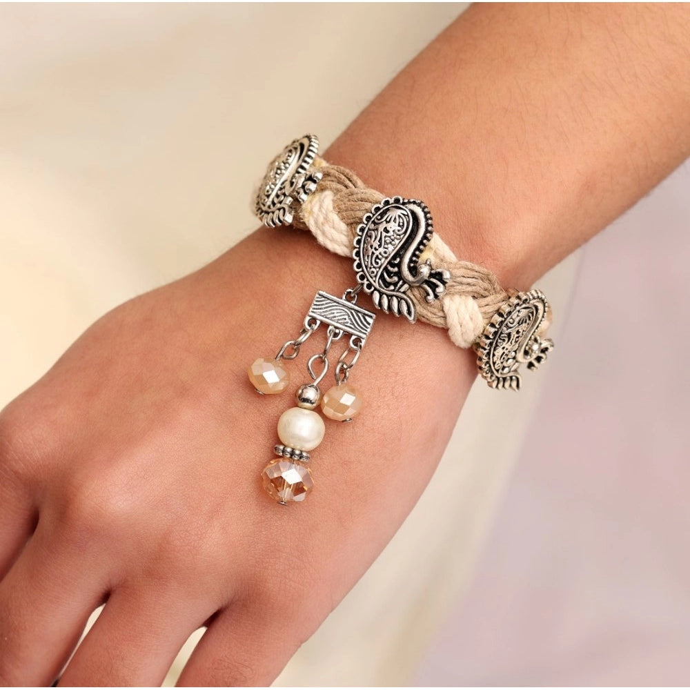Women's Silver Color Oxidised Adjustable Bracelet