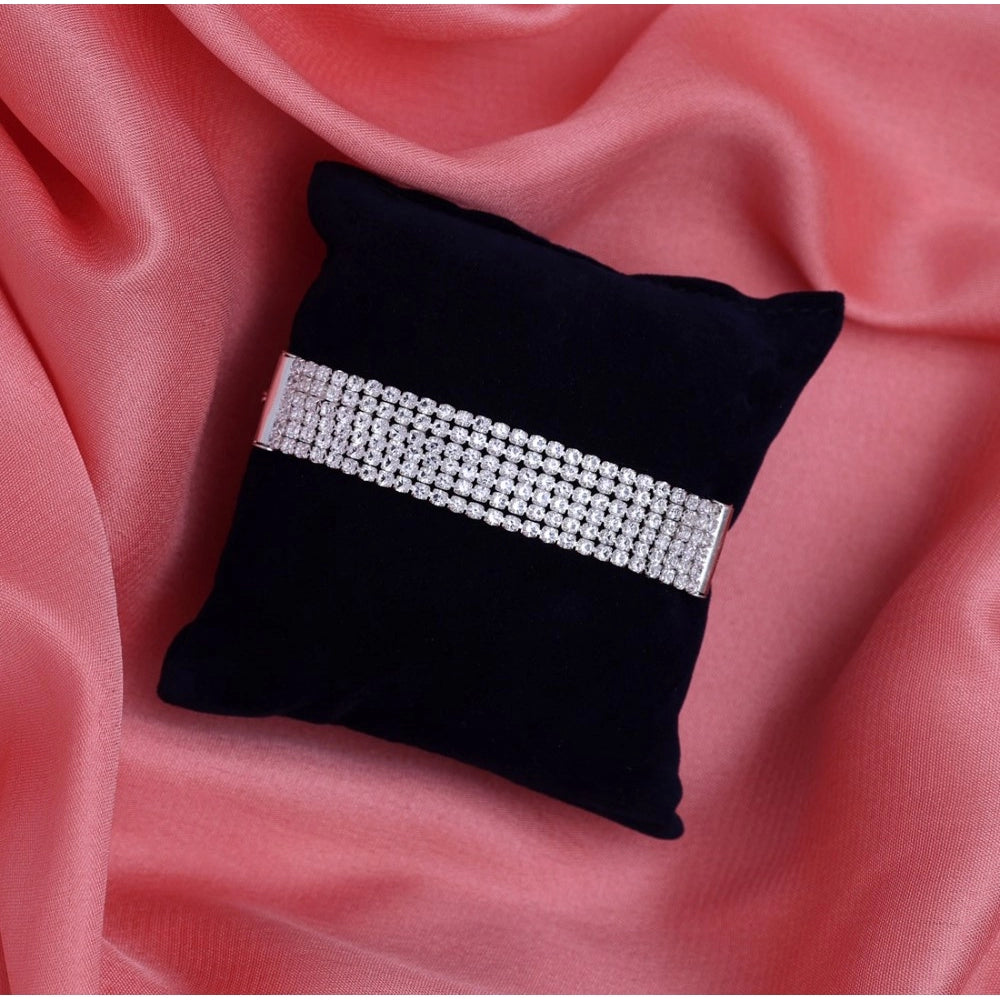 Women's Silver Color Rhinestone Bracelet