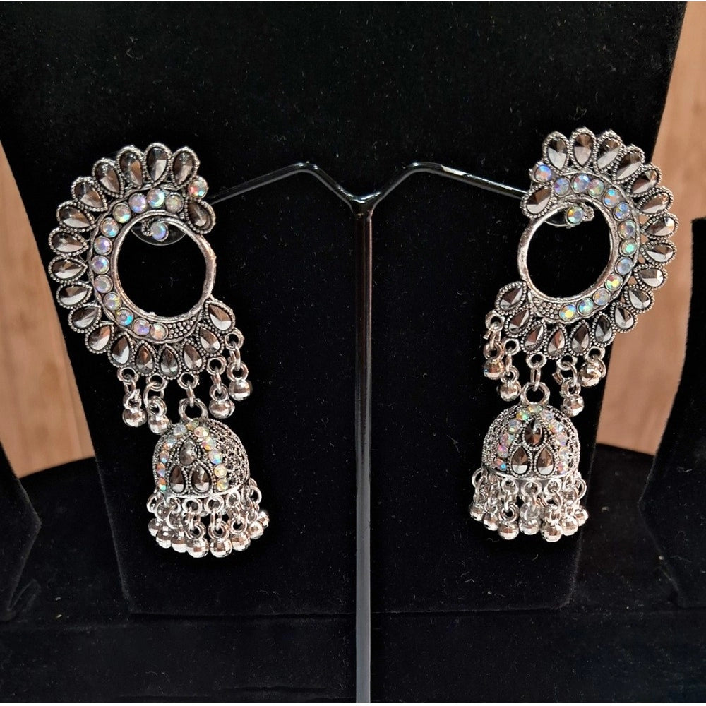 Women's Silver Color Oxidised Earrings