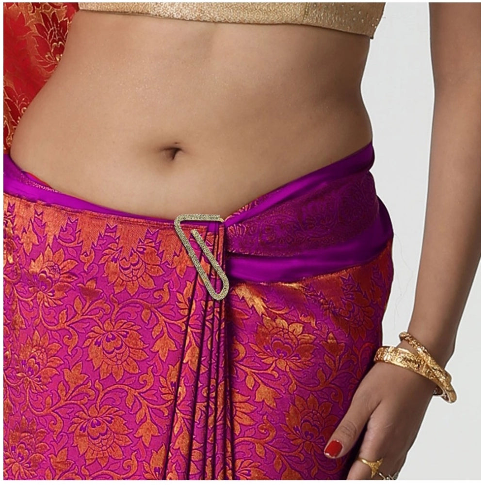 Generic Women's Multi Color Use Saree Hijab Pins Safety Pins Stone Brooch Clip On X Pins For Women Combo Of 3 Pieces