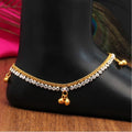 Generic Women's White Color Rhinestone Anklets (Free Size: Upto 10")