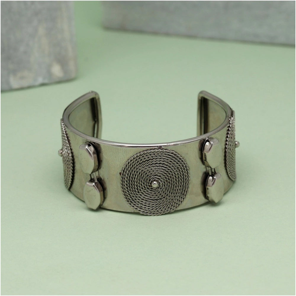 Generic Women's Silver Color Oxidised Adjustable Bracelet