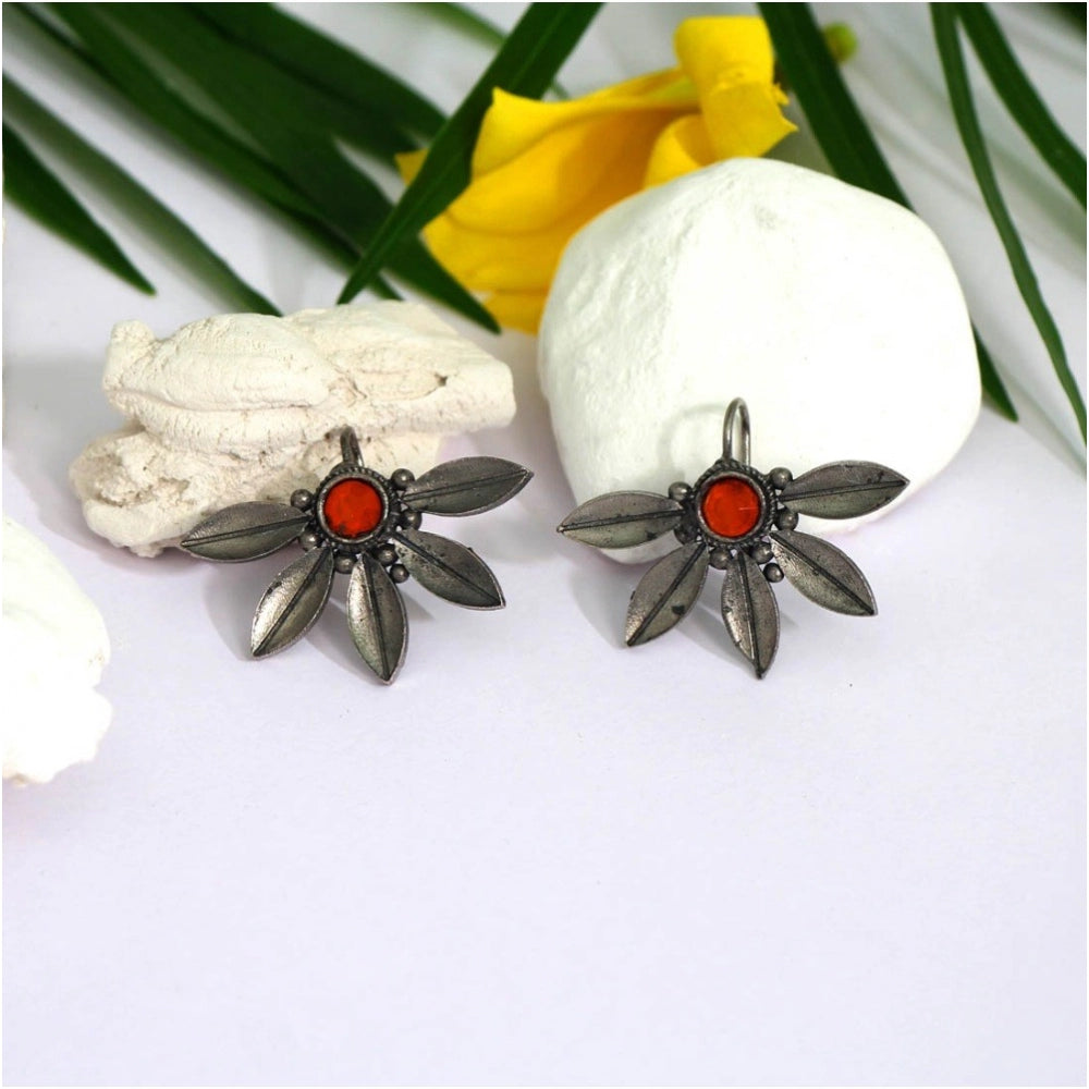 Women's Orange Color Oxidised Earrings