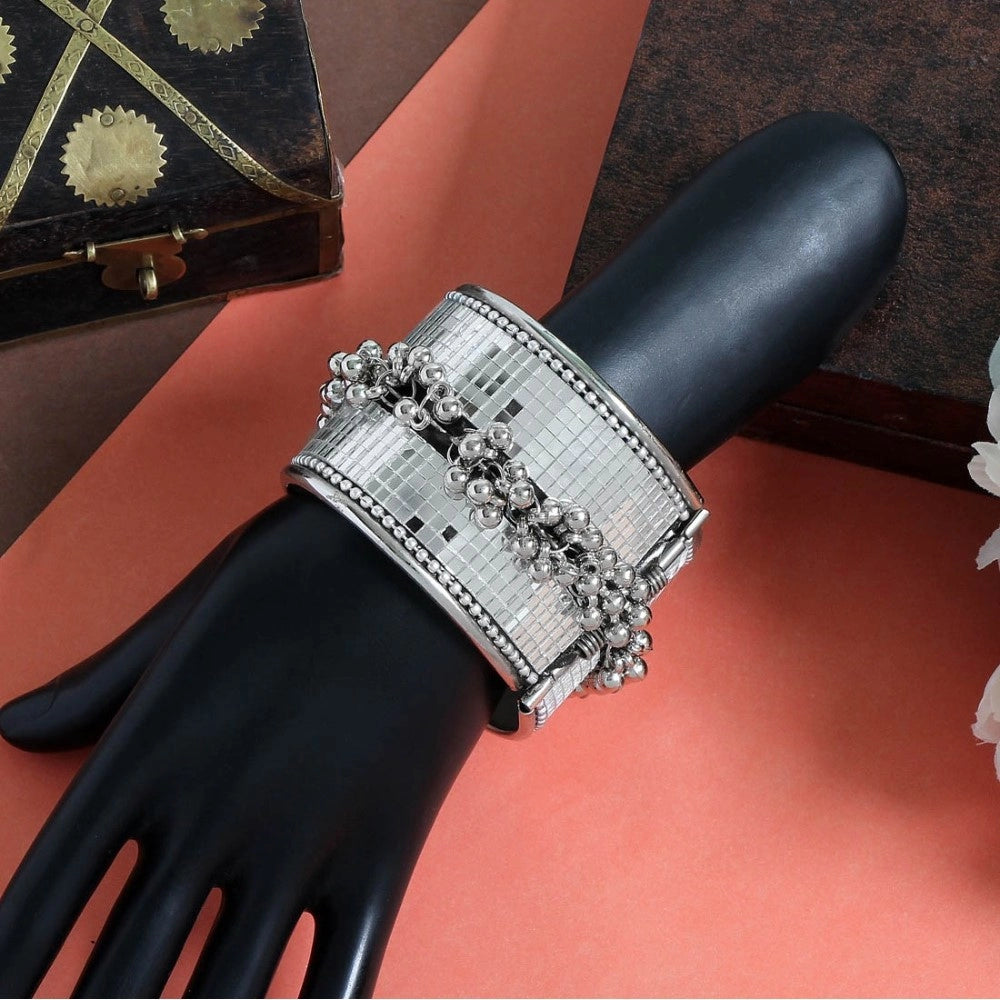 Women's Silver Color Oxidised Adjustable Bracelet