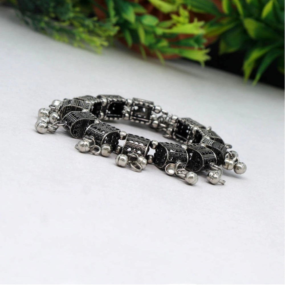 Women's Silver Color Oxidised Adjustable Bracelet