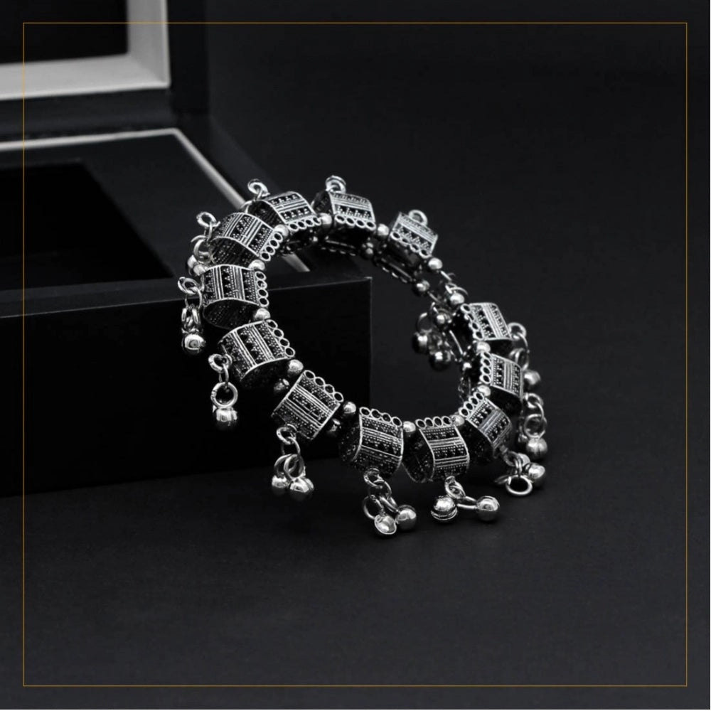 Women's Silver Color Oxidised Adjustable Bracelet
