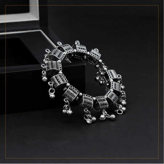 Women's Silver Color Oxidised Adjustable Bracelet
