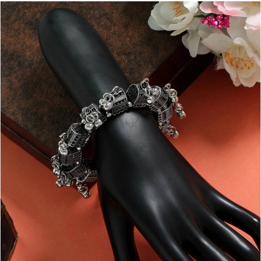 Women's Silver Color Oxidised Adjustable Bracelet