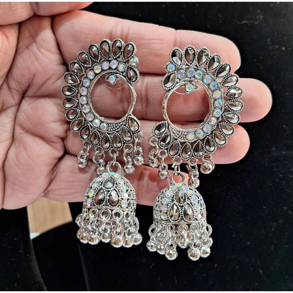 Women's Silver Color Oxidised Earrings