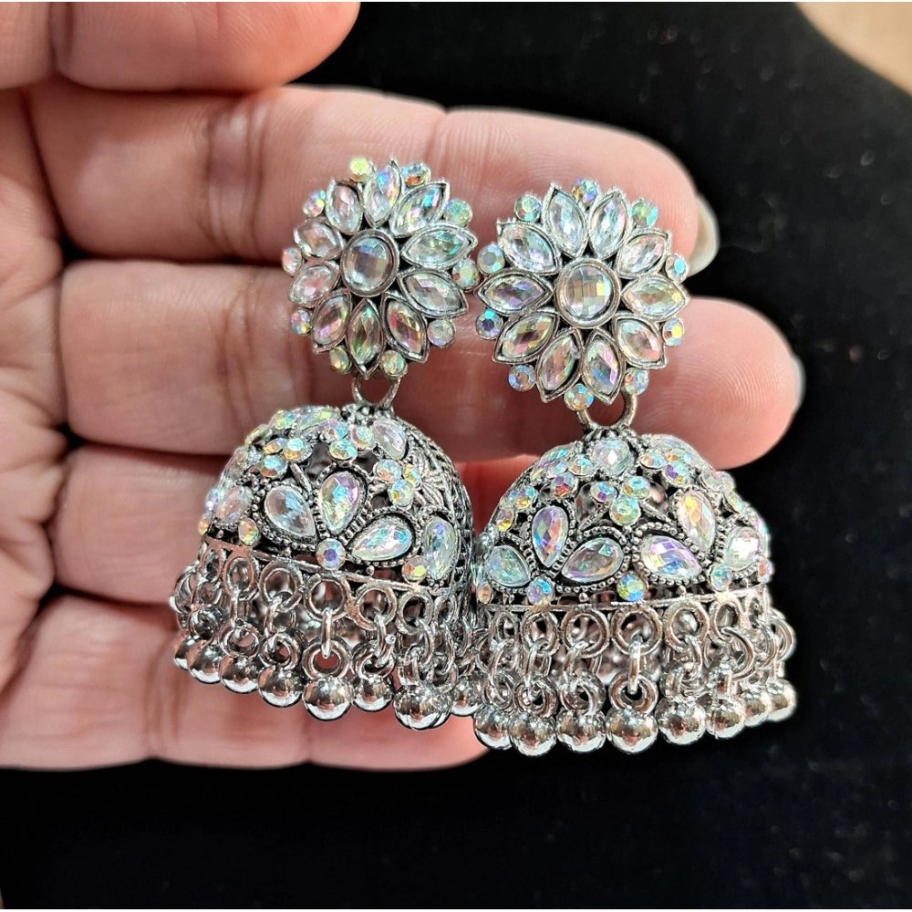 Generic Women's Silver Color Oxidised Earrings