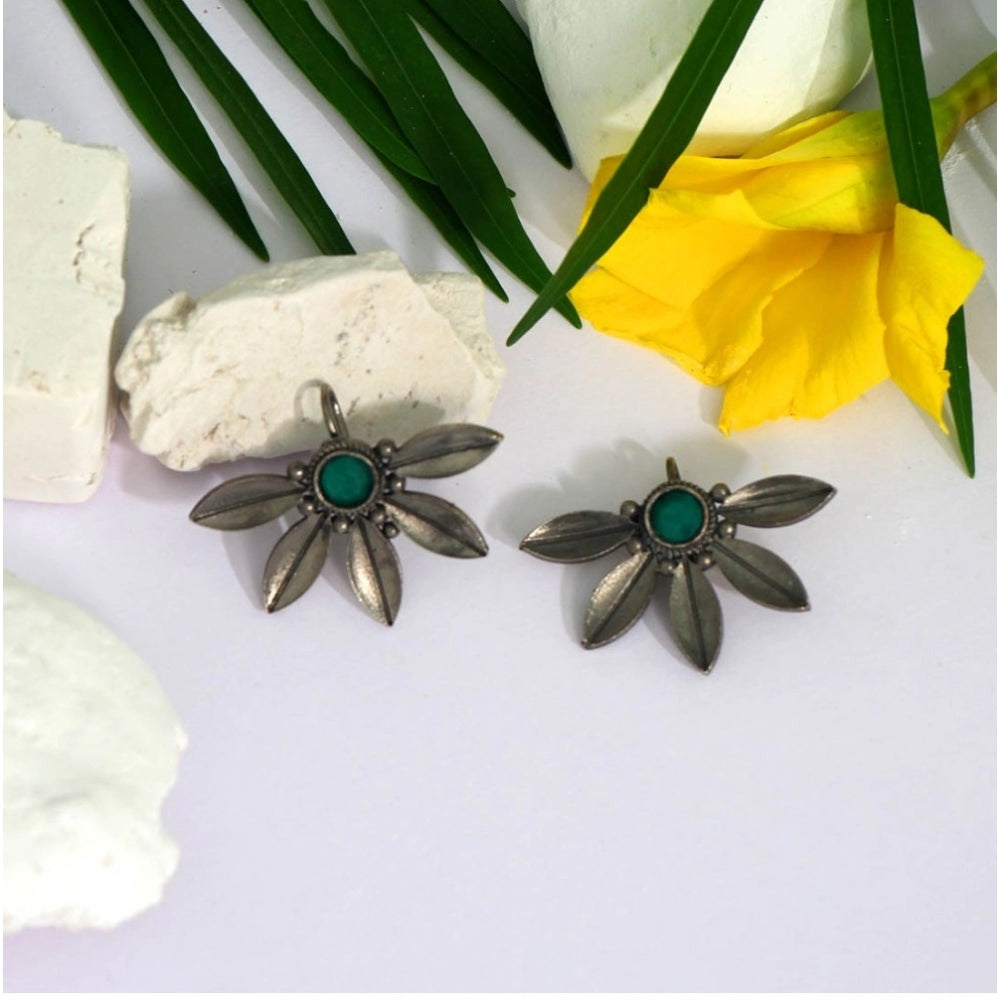 Women's Green Color Oxidised Earrings