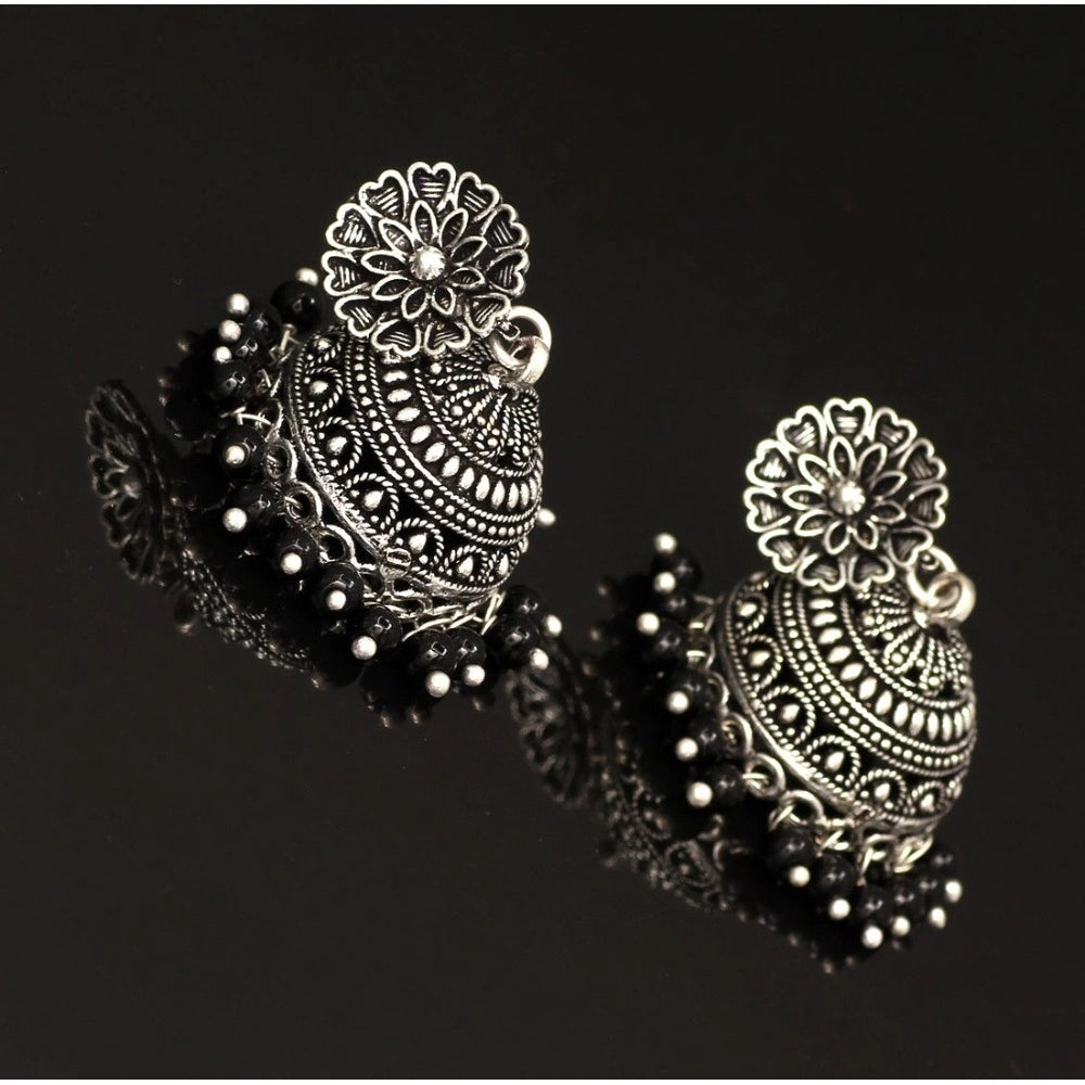 Women's Oxidised Silver Plated Black Color Earrings Jewellery