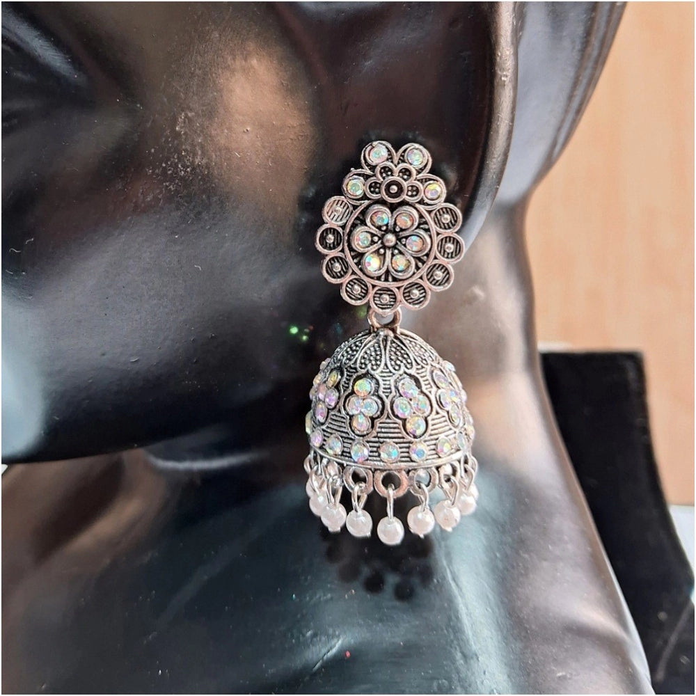 Women's Silver Color Oxidised Earrings