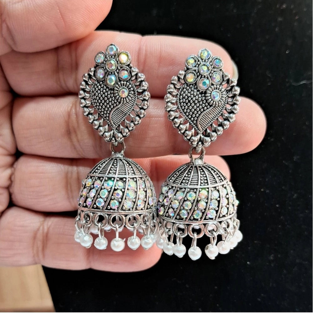 Generic Women's Silver Color Oxidised Earrings