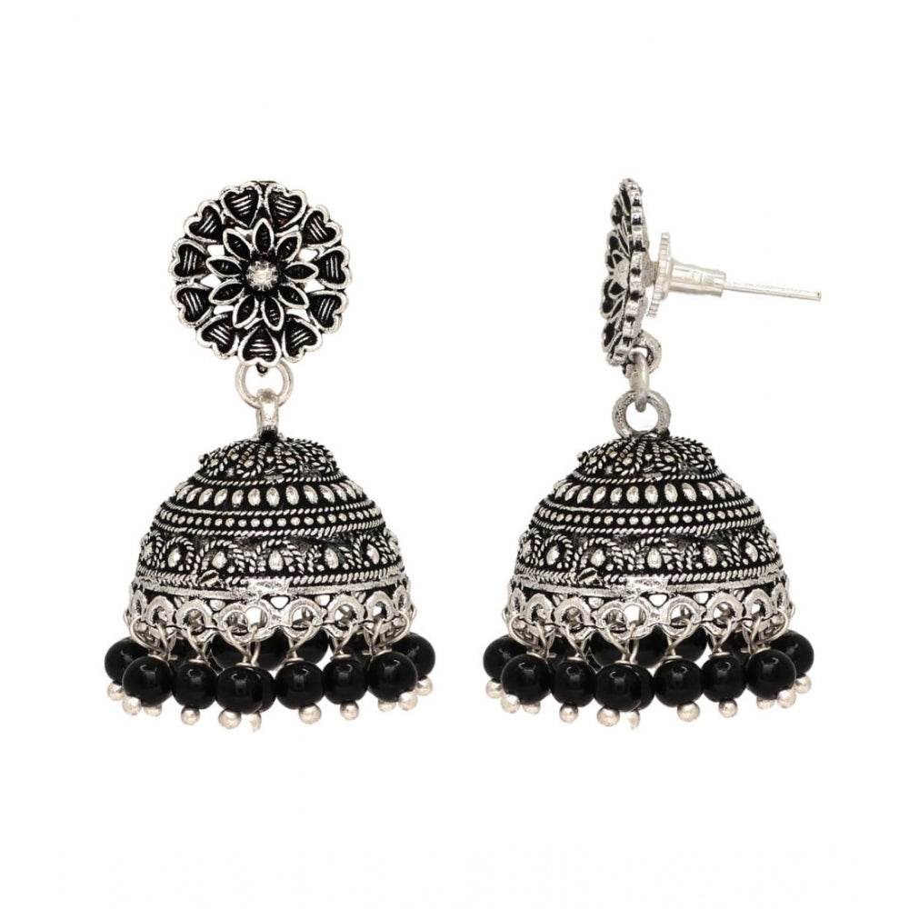 Women's Oxidised Silver Plated Black Color Earrings Jewellery