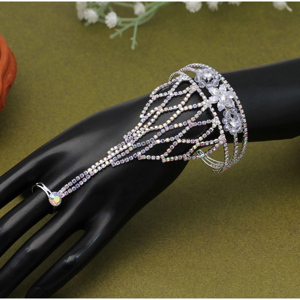 Women's White Color Hathphool Adjustable Bracelet