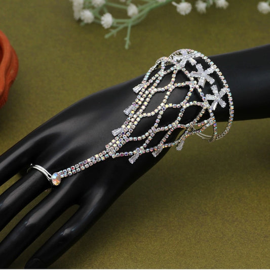 Women's White Color Hathphool Adjustable Bracelet