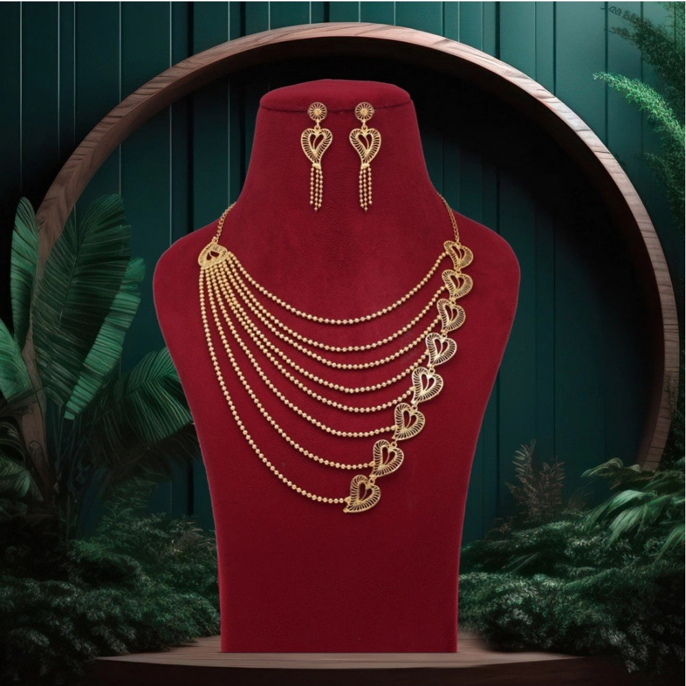 Women's Gold Color Gold Plated Necklace Set Adjustable Chain