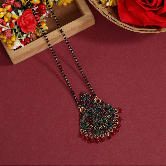 Women's Maroon &amp; Green Color Mangalsutra
