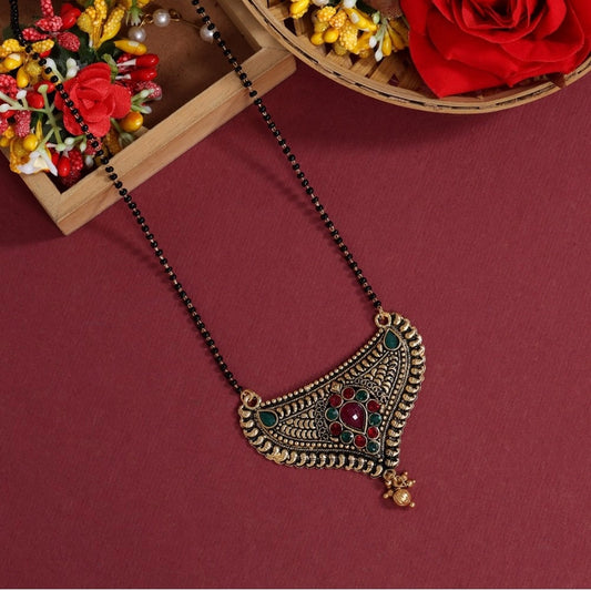 Women's Maroon &amp; Green Color Mangalsutra