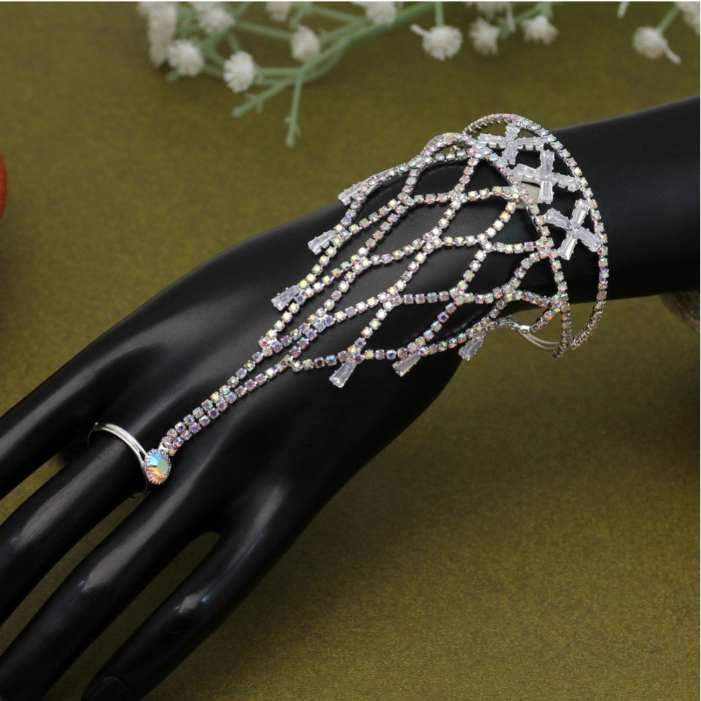 Women's White Color Hathphool Adjustable Bracelet