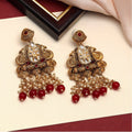 Generic Women's Maroon Color Kundan Earrings