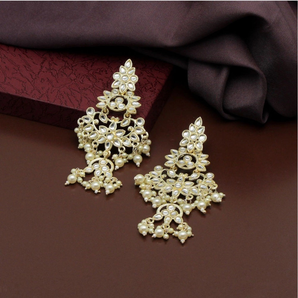 Women's White Color Kundan Earrings