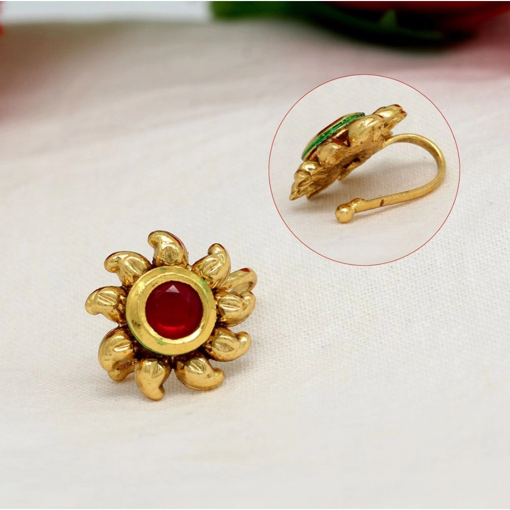Women's Multi Color Kundan Nose Pin Combo Of 4 Pieces