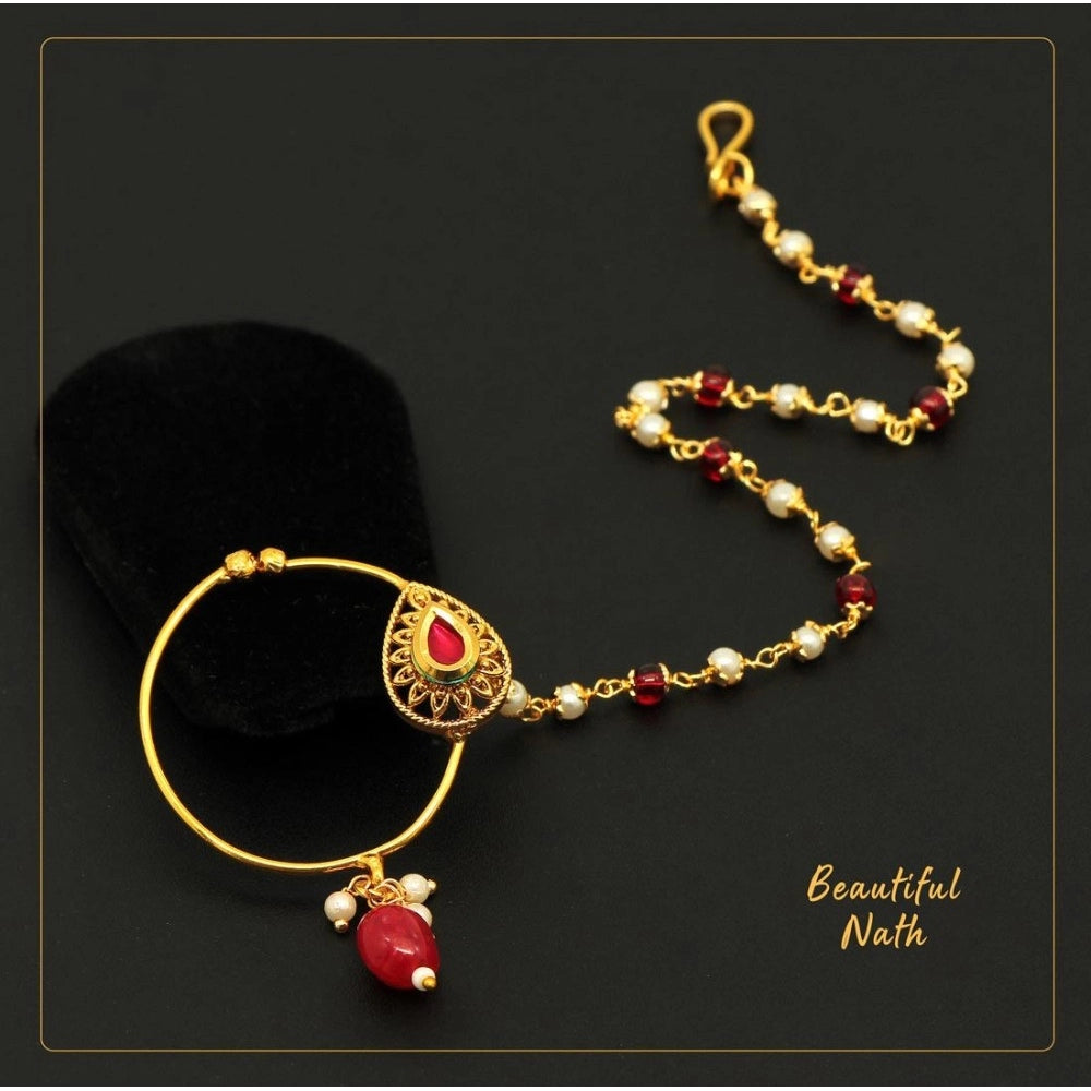 Women's Maroon Color Nose Nath