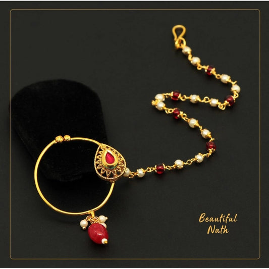 Women's Maroon Color Nose Nath
